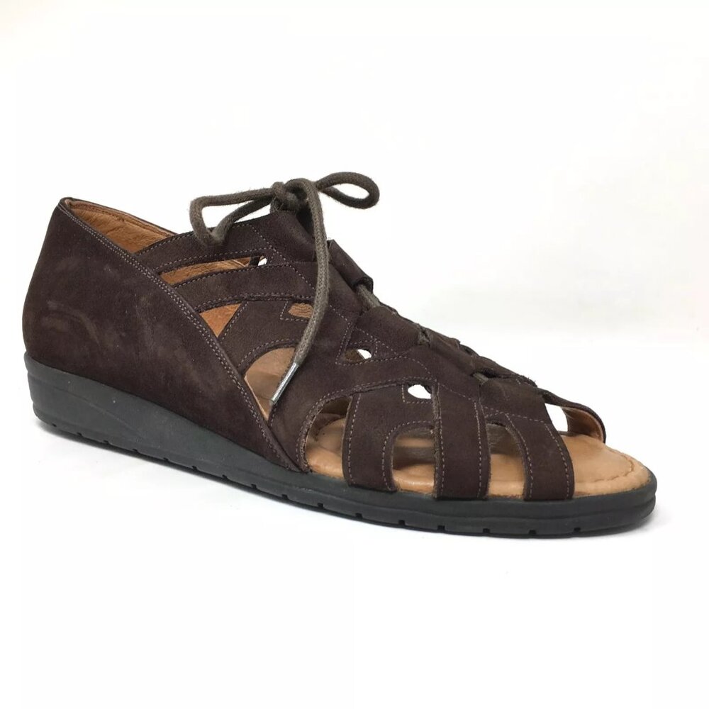 Beautifeel Women's Brown Olympus Suede Wedge Lace Up Gladiator Sandal Size 7‎